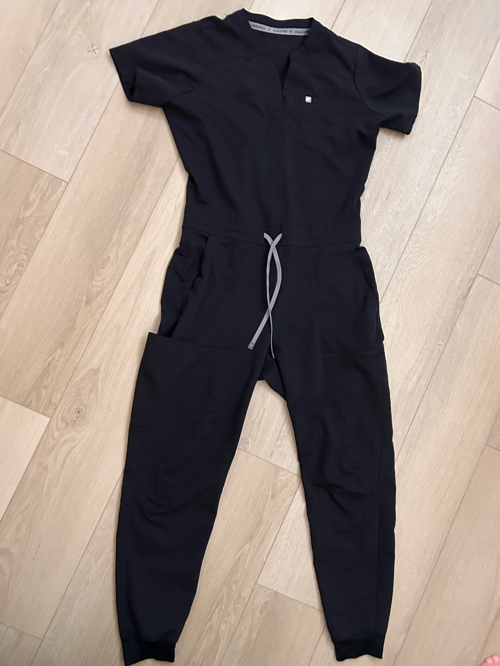 Fabletics Black Short-Sleeve Jumpsuit Romper